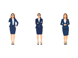 Fototapeta premium A Collection of Flat Illustration Businesswoman Doing Different Actions, Isolated on Transparent Background.
