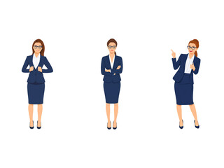 Fototapeta premium A Collection of Flat Illustration Businesswoman Doing Different Actions, Isolated on Transparent Background.