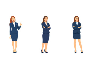 Fototapeta premium A Collection of Flat Illustration Businesswoman Doing Different Actions, Isolated on Transparent Background.