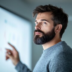 Fototapeta premium man presenting a screen