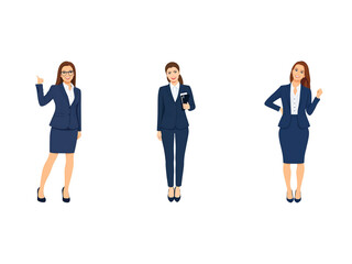 Fototapeta premium A Collection of Flat Illustration Businesswoman Doing Different Actions, Isolated on Transparent Background.