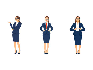 Fototapeta premium A Collection of Flat Illustration Businesswoman Doing Different Actions, Isolated on Transparent Background.