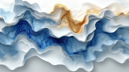 Fototapeta premium Abstract Fluid Waves in Blue and White Tones for Modern Background