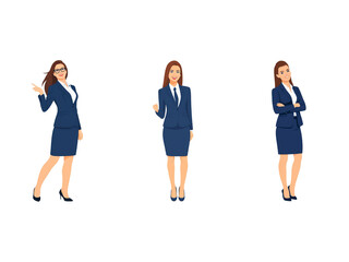 Fototapeta premium A Collection of Flat Illustration Businesswoman Doing Different Actions, Isolated on Transparent Background.