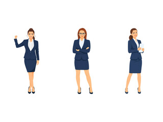 Fototapeta premium A Collection of Flat Illustration Businesswoman Doing Different Actions, Isolated on Transparent Background.