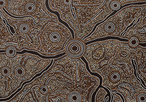Australian Aboriginal dot painting art dreaming of a landscape. abstract Modern Aboriginal dot painting background