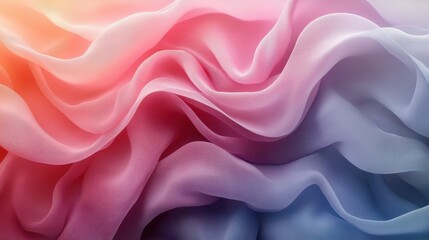 Obraz premium Soft and Flowing Fabric Waves in Gradient Colors of Pink and Blue