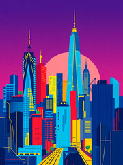 Fototapeta premium night city vector illustration