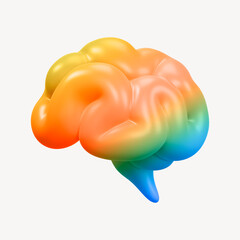 Human brain icon, 3D rendering illustration