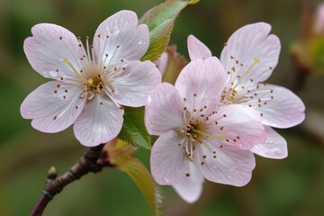 Pink blossoms, dew drops, garden, spring, blurred background, nature photography