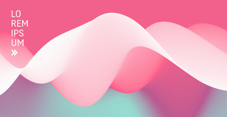 3D abstract wavy background with beautiful gradient colour transition. Dynamic wave. Vector illustration for banner, flyer, brochure, booklet, presentation or website design.
