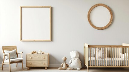 Neutral Baby Nursery with Wooden Furniture and Toys