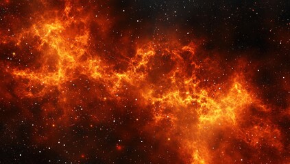 Naklejka premium Fiery Nebula Cosmic Cloudscape Stellar Inferno