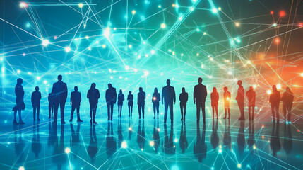 Professional business team working on a project together in the office Using innovation economic growth charts and network connections to accompany the data. in analyzing future trends