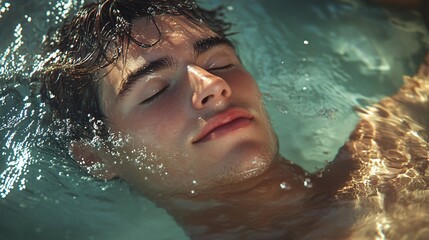 Relaxed Swimmer Rejuvenating After Aquatic Exercise