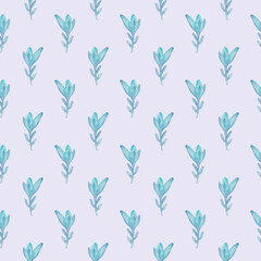 Watercolor seamless pattern with herbs and flowers. Romantic floral background. Fabric design.