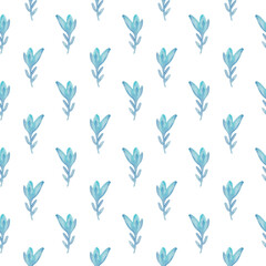 Watercolor seamless pattern with herbs and flowers. Romantic floral background. Fabric design.