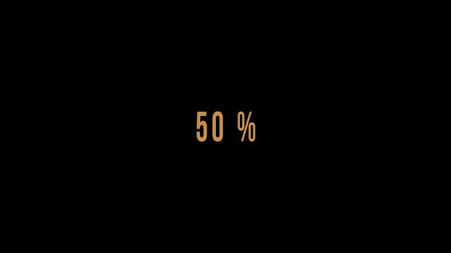 Minimalist. percent Progress Indicator in Gold sleek and minimalist display of percent progress in gold text on black background. Elegant design for status updates or visual data representation