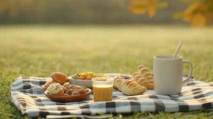 Autumn Picnic On A Blanket In A Park