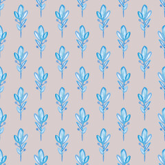 Watercolor seamless pattern with herbs and flowers. Romantic floral background. Fabric design.