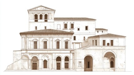 Obraz premium Italian Renaissance palace architectural drawing