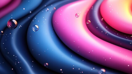 Obraz premium Colorful Waves with Water Droplets in Abstract Background Design