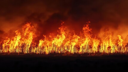 Vast Fiery Blaze Engulfing Landscape