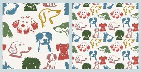 Cute Colorful Dog Puppy Pattern Animal Lover Fun Seamless Pattern Vector Illustration