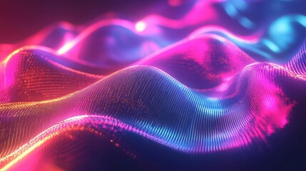 Fototapeta premium Abstract Futuristic Background with Glowing Neon Waves and Bokeh Lights for Tech Campaigns