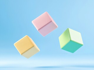 floating pastel cubes on blue background