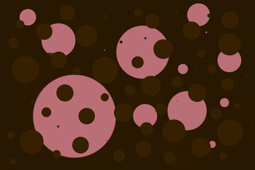 Close-up of a pattern of brown and pink circles. The circles are of varying sizes and arranged in a way that creates a sense of depth and movement. Abstract background