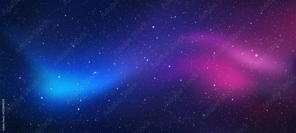 Aufkleber starry sky background with glowing blue and pink nebulae. night space background with stars. a galax