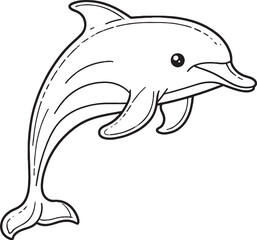 Obraz premium Minimalist Dolphin Line Drawing and silhouette Design