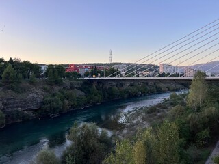 Millennium bridge over Moraca river in Podgorica, Montenegro