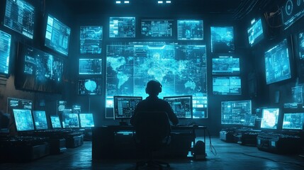 Hacker monitors global network in dark server room