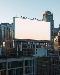 Obraz premium Empty Billboard Space Available for Advertising on Urban Building Facade