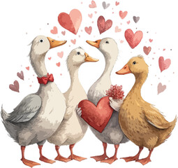 Four Ducks Valentine's Day