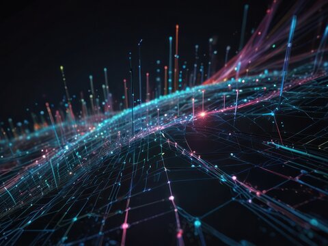 Abstract futuristic digital data network with glowing high-tech connections