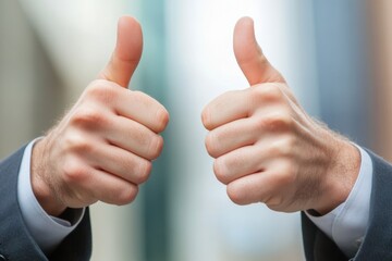 two thumbs up sign for approval or success
