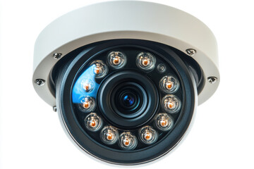 Naklejka premium High-resolution security surveillance camera with infrared night vision and modern dome design for enhanced indoor and outdoor monitoring