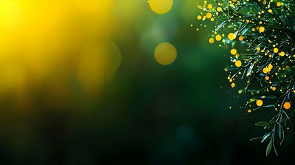 Golden and Green Bokeh Background with Sparkling Lights