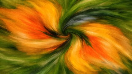 Abstract Swirling Colors Green Orange Yellow Artistic Background