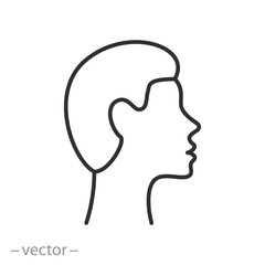 head icon, human face profile, silhouette simple symbol, thin line vector illustration