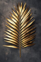 Golden Palm Leaf Dark Background Minimalist Elegant Design