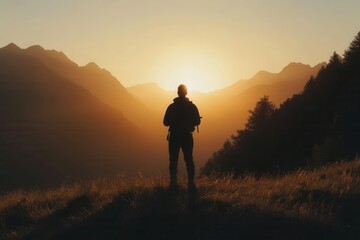 Fototapeta premium Minimalist Person Holding a Camera Capturing Nature's Beauty, Conceptual Photography for Creative Inspiration