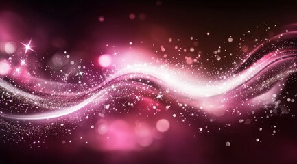 Fototapeta premium Light pink bokeh background with a light effect and white glowing stars, pink background with shiny bubbles