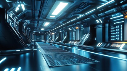 Obraz premium Modern Data Center with Rows of Servers in a Futuristic AI Facility