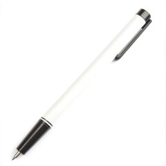 White Pen with Black Clip on a Clean Background for Office Use