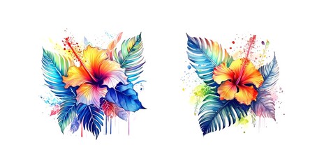 Schöne Hibiskusblumen Aquarell