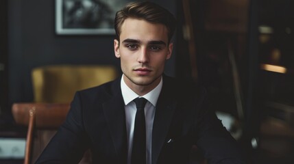 Fototapeta premium Portrait of a Confident Young Businessman in a Stylish Suit